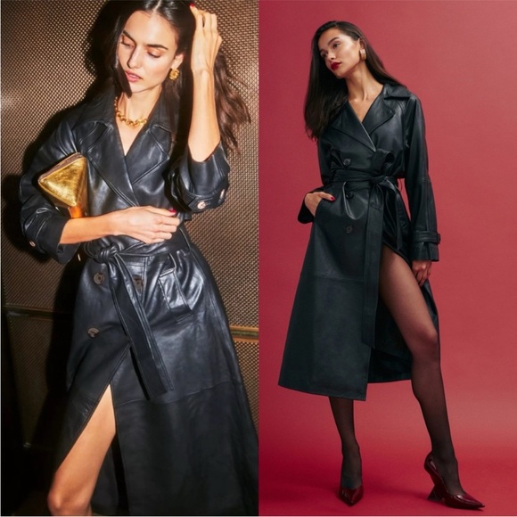Reformation Jackets & Blazers - Reformation Veda Ashland Leather Trench Black